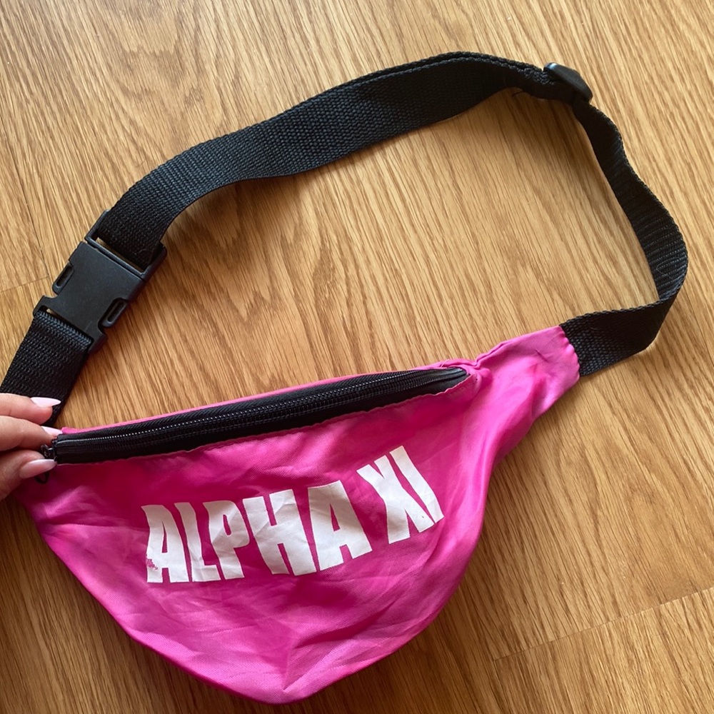 Gently used alpha xi delta Fanny pack fluorescent pink